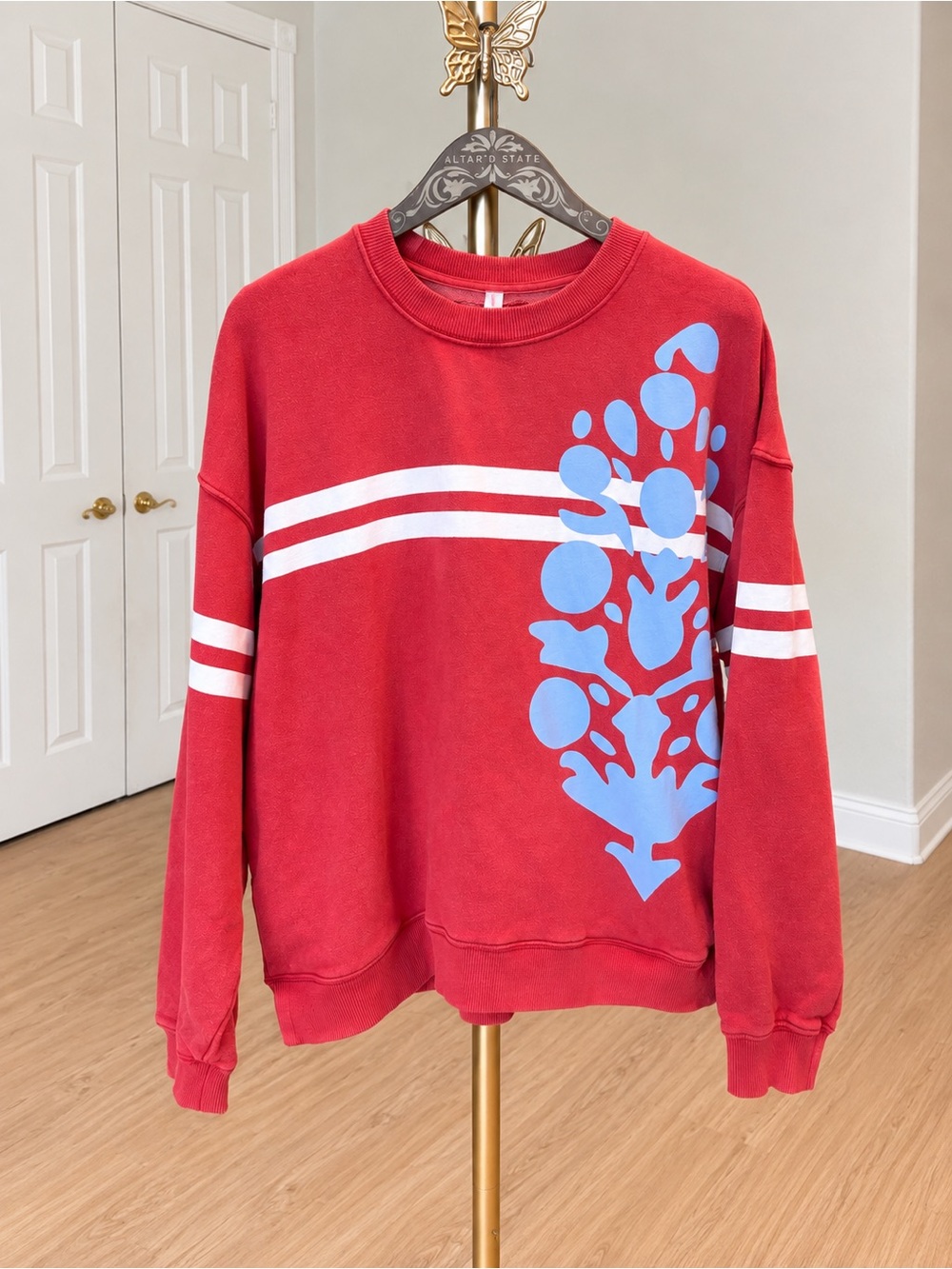 Free People FP Movement All Star Oversized Graphic Sweatshirt Red